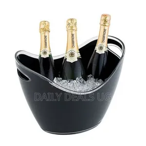 Co-Rect Acrylic 6 Bottle Champagne,Wine Ice Bucket,Black