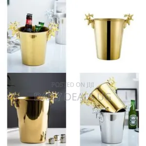 3l Champagne Wine Ice Bucket Stainless Steel With Deer Head Handles