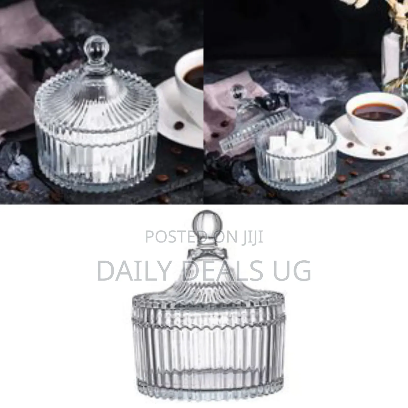 Lined Glass Sugar Bowl- Colorless