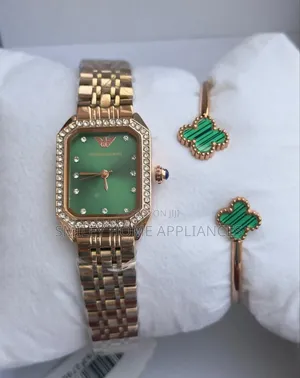 Green Face Women's Golden Emporio Armani Wrist Time Piece Box at Discount