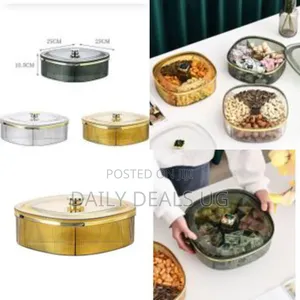 5 Compartments Snack Serving Tray Appetizer Transparent Plate With Lid