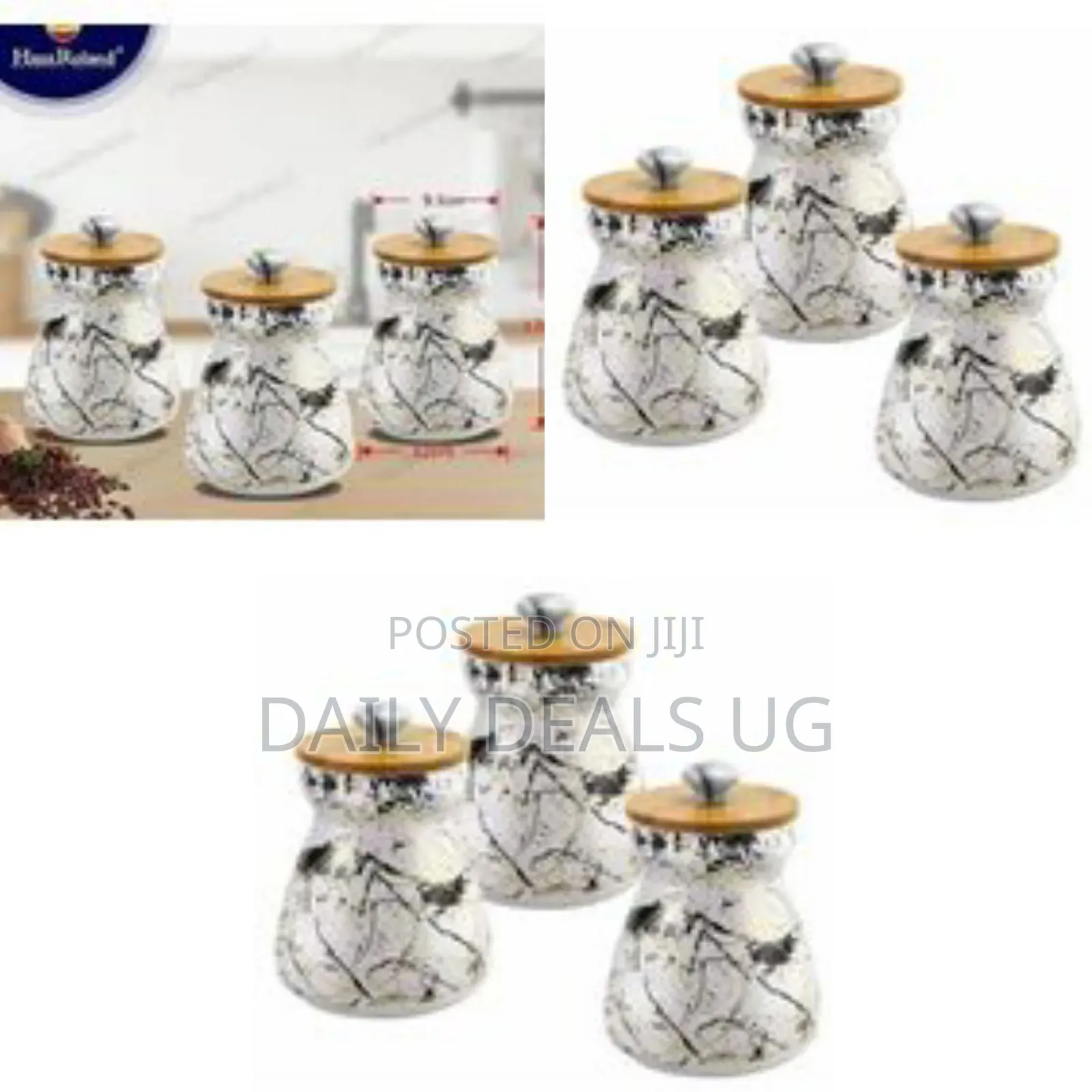 3 Pc Ceramic Sugar Bowl Coffee Tea Canister Storage Containers
