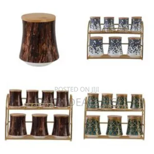 Life Smile 7 Piece Ceramic Sugar Bowl Coffee Tea Canister Storage