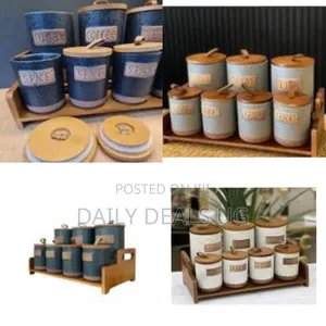 Kitchen Canister Set, 7-Piece Ceramic Kitchen Boxes Containers Spice