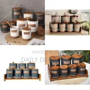 Kitchen Canister Set, 7-Piece Ceramic Kitchen Boxes Containers Spice