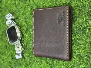 Original Men’S Coffee Brown Giorgio Armani Leather Wallet