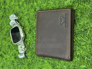 Original Men’S Coffee Brown Giorgio Armani Leather Wallet
