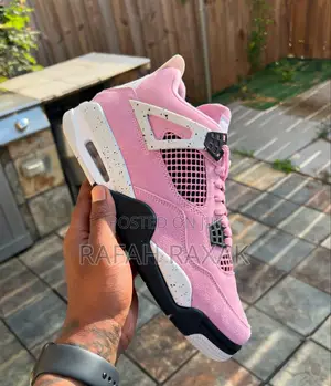 New Classic Unisex Pink Suede Air Jordan 4 Retro Sneakers