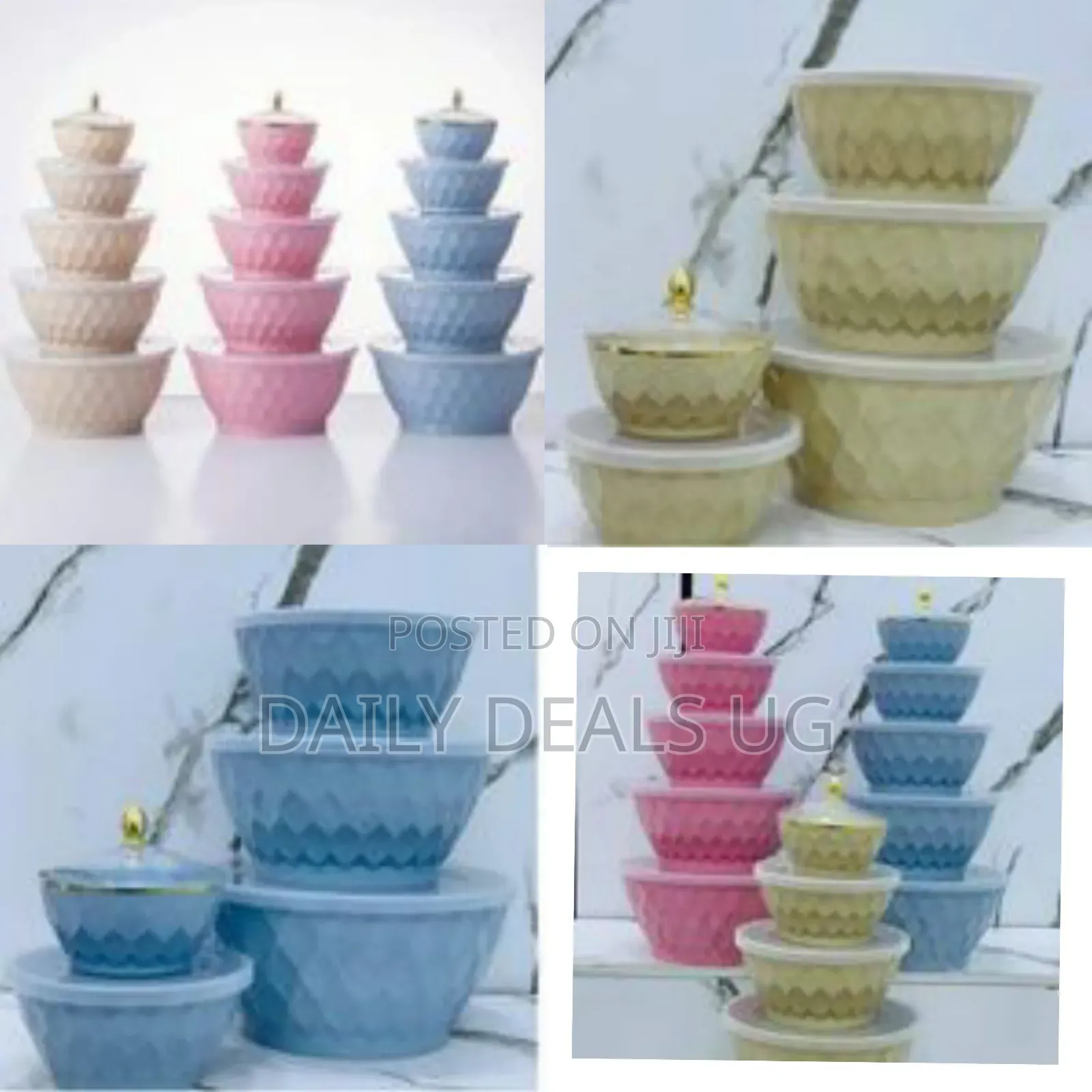 Salad Bowl Set With Lid, 5-Piece Plastic Mixing Bowl, Stackable Mixing