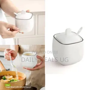 1 Piece of Ceramic Spice Jar Seasoning Box- Includes Lids, Spoons