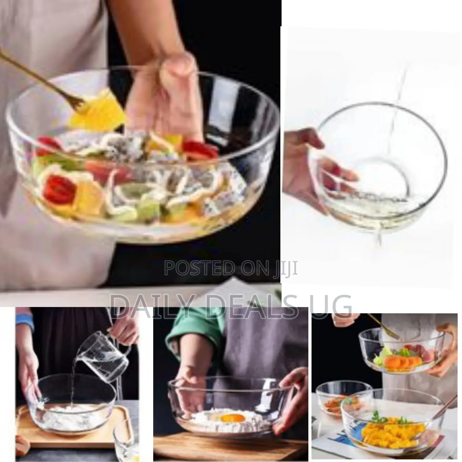 2piece Style Transparent Glass Bowl Set Fruit and Vegetable Salad Bowl