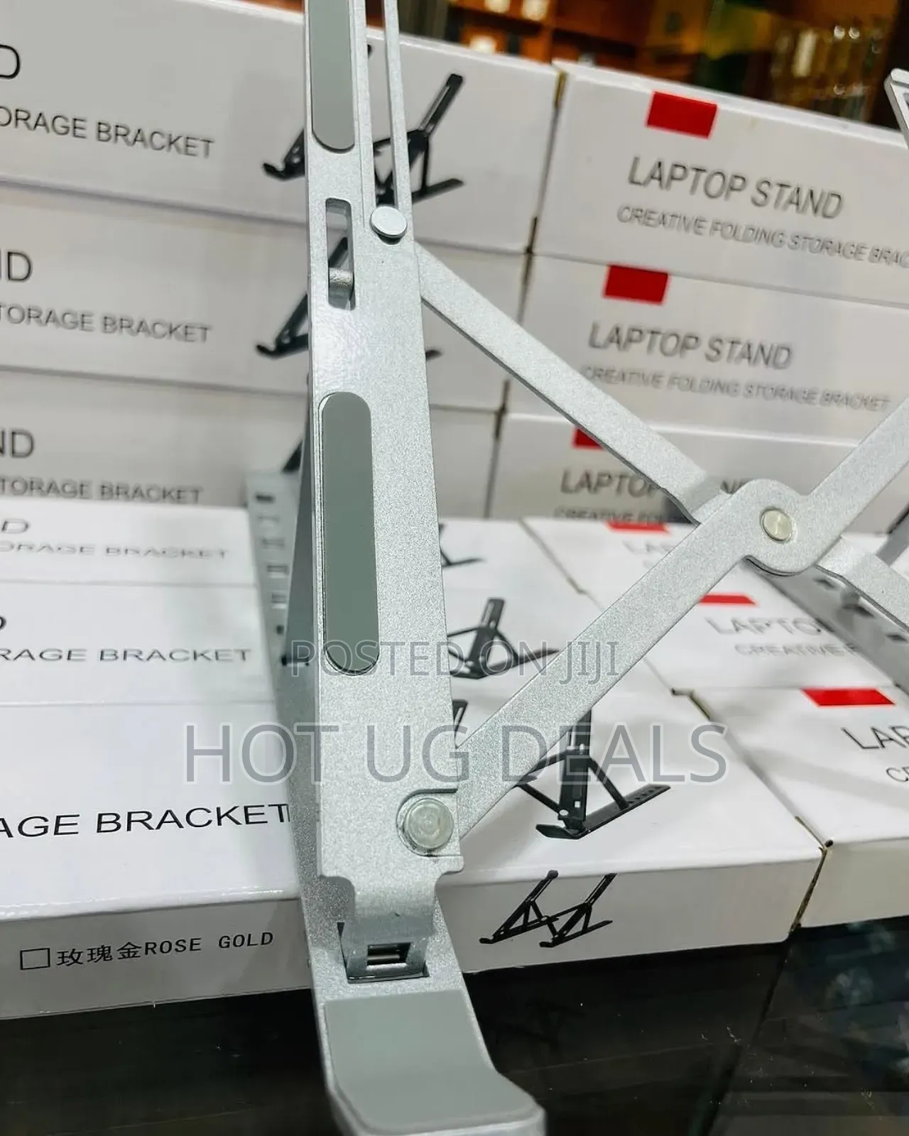 Metal Foldable Adjustable Height Laptop Stand - Silver