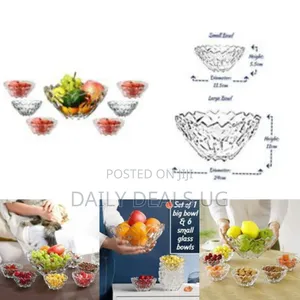 Delisoga 7 Piece Crystal Glass Bowl Set Decorative Fruit Bowl Set