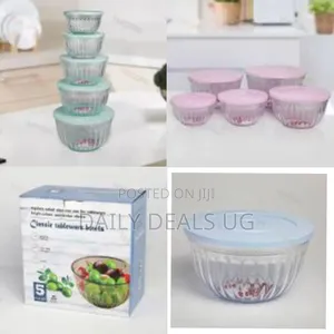 5 Pieces of Clear Plastic Salad Bowls With Airtight Lids, Disposable