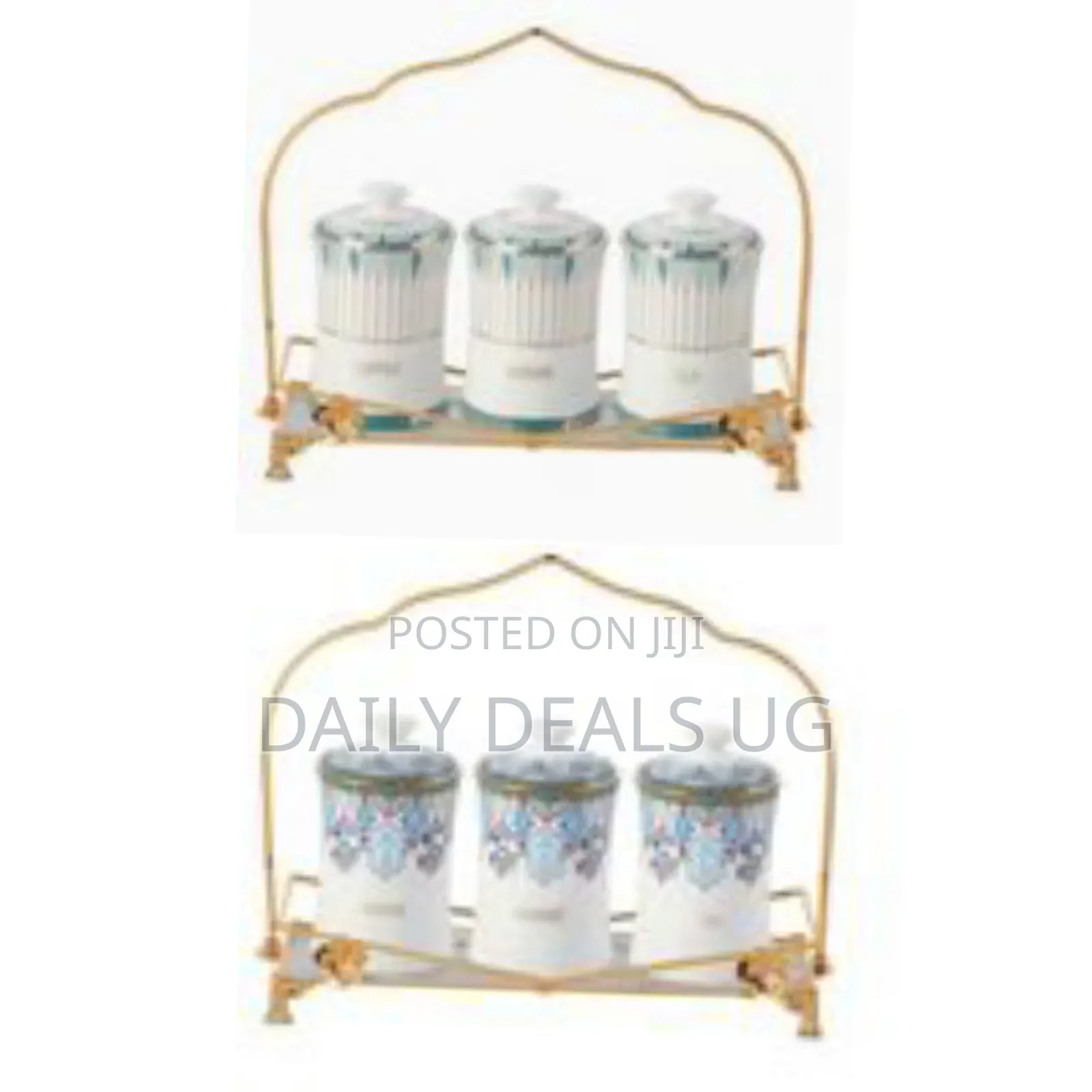 Life Smile 3 Piece Ceramic Sugar Bowl Coffee Tea Canister Storage