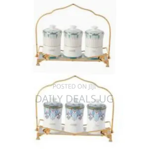 Life Smile 3 Piece Ceramic Sugar Bowl Coffee Tea Canister Storage