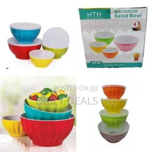 HTH 4 Pieces of Plastic Salad Bowl Set, Mixing Dishes, Multi-Colour