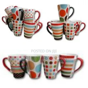 6 Pieces of Printed Coffee Tea Cups Mugs- Multicolor