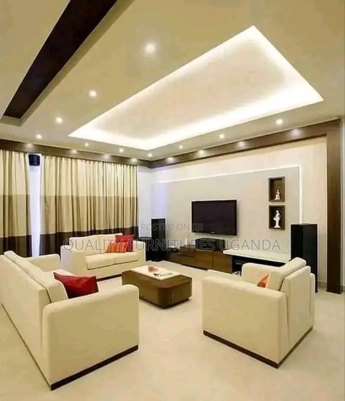 6 Seater Heavy Cream Sofa Set