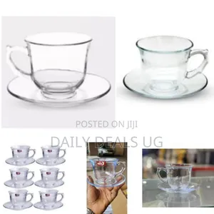 A Glass Cup and Saucer Set, Commonly Used for Serving Tea, Coffee
