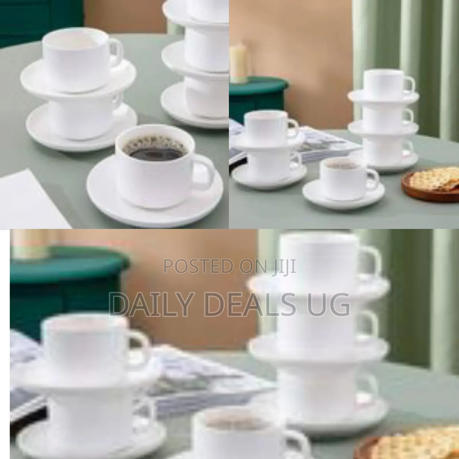 6 Pieces of Porcelain Espresso Cups With Saucers 3 Ounce Stackable