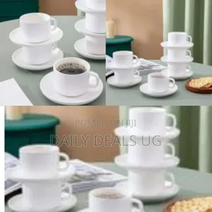 6 Pieces of Porcelain Espresso Cups With Saucers 3 Ounce Stackable