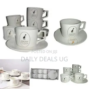 Restaurants and Office 6 Piece Tea Coffee Cups and 6 Saucers -White