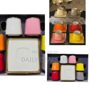 12 Piece Ceramic Coffee Mug With Saucer Set, Cute Creative Cappuccino