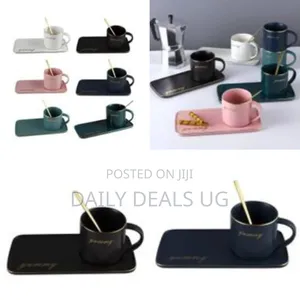 Ceramic Coffee Cup Tumbler Tray Cappuccino Cup Saucer Set Side Style