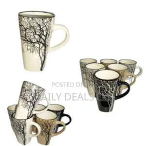 6 Pieces of Big Tree Coffee Tea Cups Drinking Mugs- Multicolor