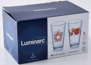 6 Piece Luminarc Aqua Flashy Leaves Highball Tumbler Set - 270 Ml