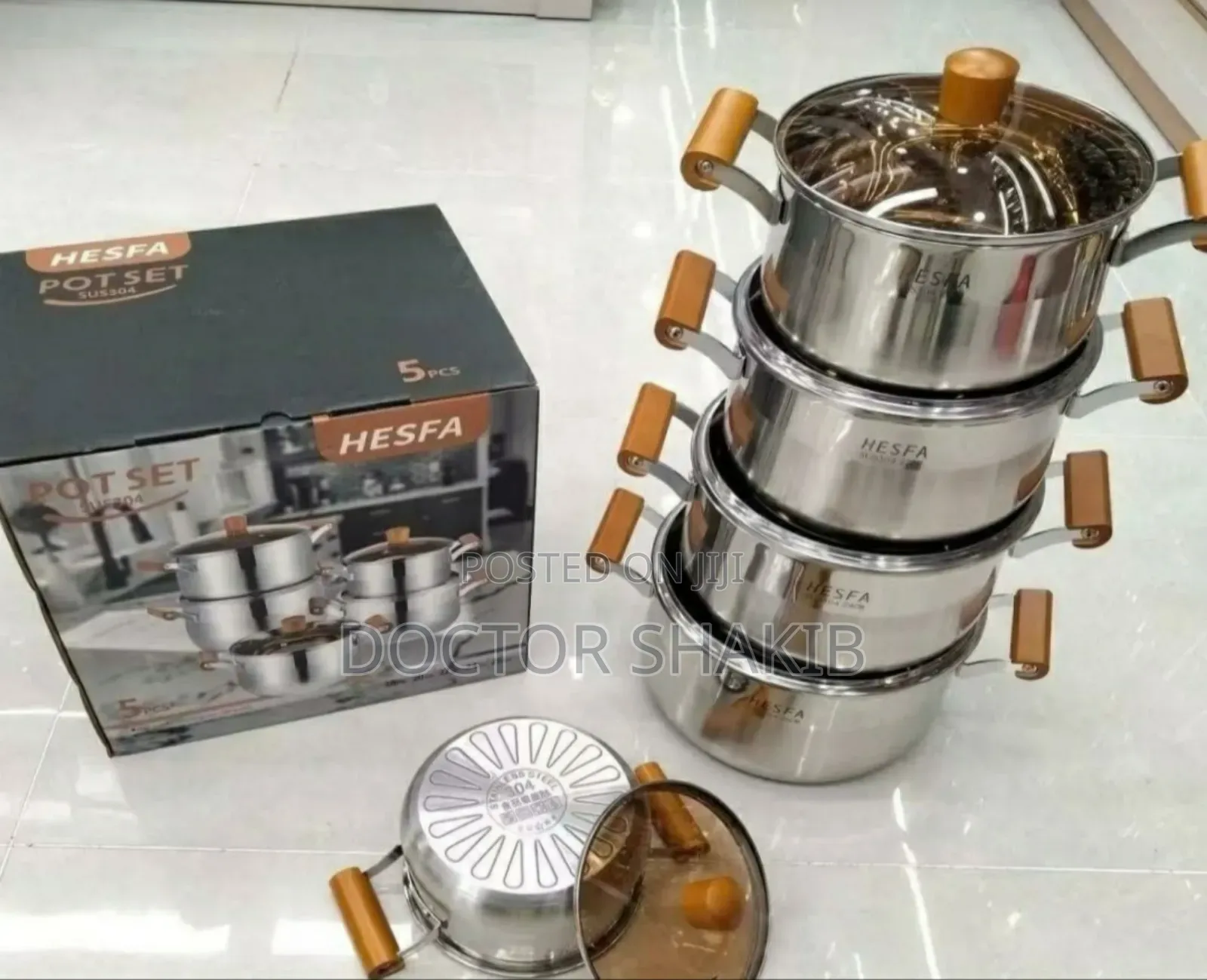 High Quality Hesfa 5-Piece Stainless Steel Pot Set.