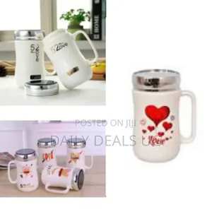 1 Piece of Unique Love Mug With Mirror Lid Ceramic Tea Coffee Mug Gift