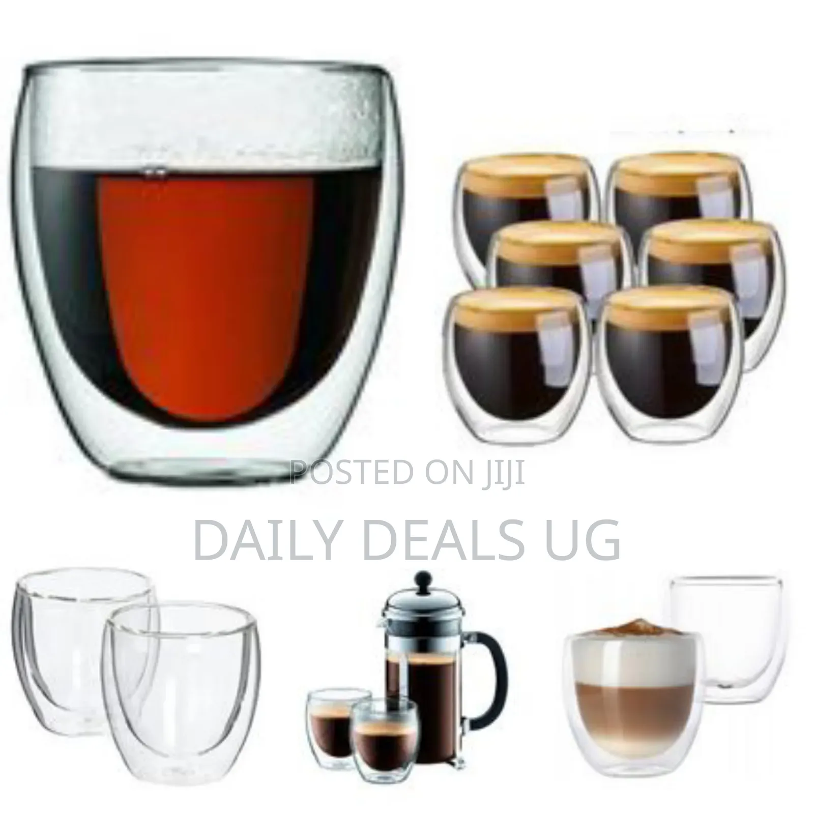 6-Piece ,8 Oz Glass Cups, Double Walled Thermo Espresso Glasses