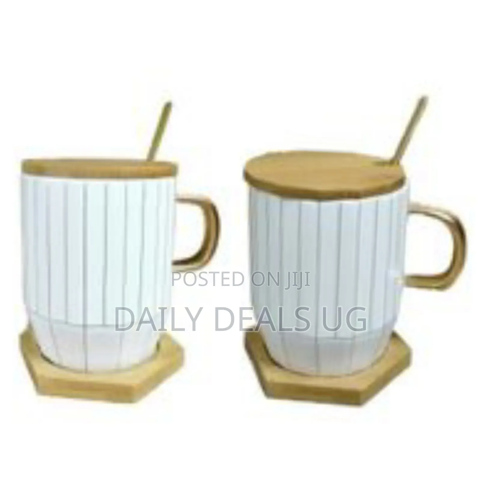 Portable Breakfast Coffee Mug, Tea Cup Gift Set With Gold Spoon