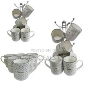 6pieces of Black Designed Coffee Espresso Tumblers Tea Cups Coffee Mug