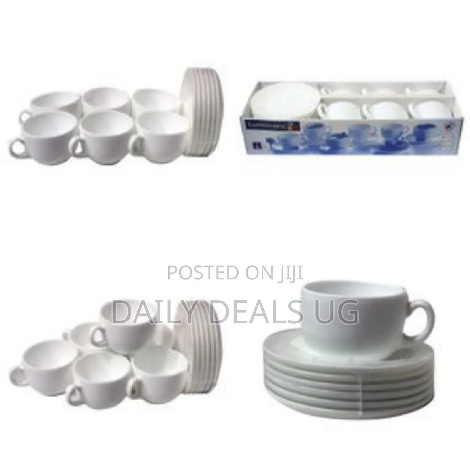 Luminarc 6 Pieces Luminarc Tea Coffee Cups and 6 Saucers – White