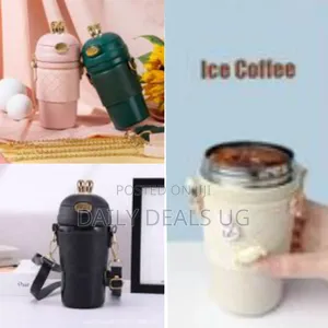 Fancy Portable Thermos Travel Mug Flask Bag Cup-Black