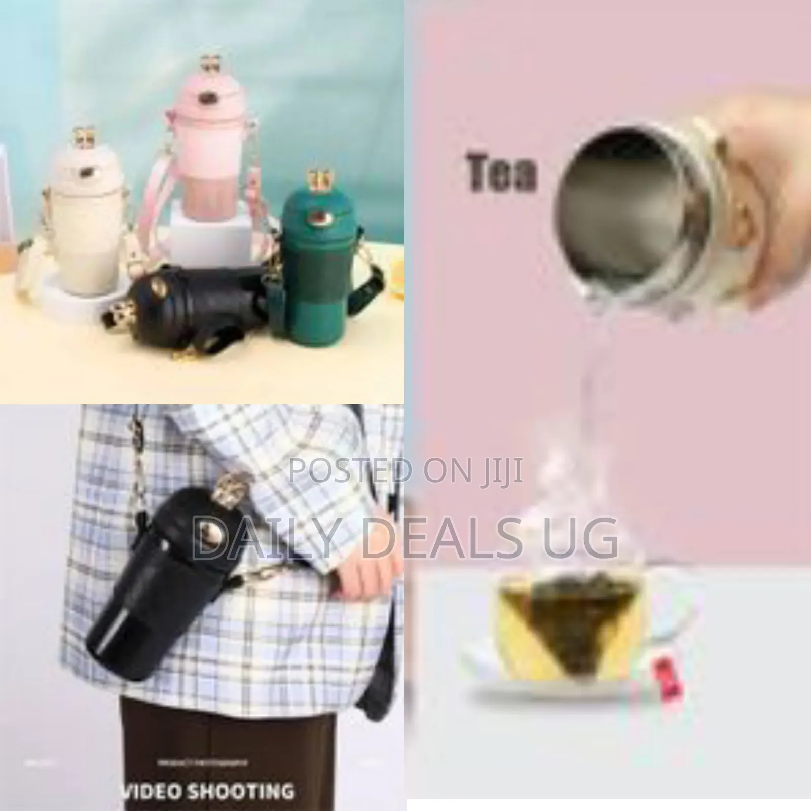 Fancy Portable Thermos Travel Mug Flask Bag Cup-Black