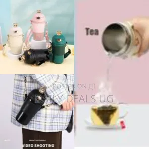 Fancy Portable Thermos Travel Mug Flask Bag Cup-Black