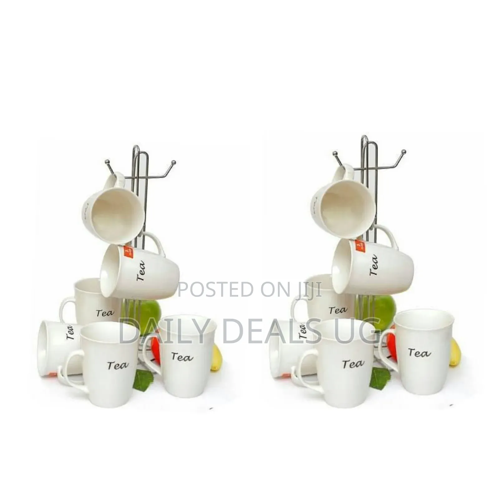 6 Pieces of Tea Cups Printed Coffee Mugs Tumblere - White