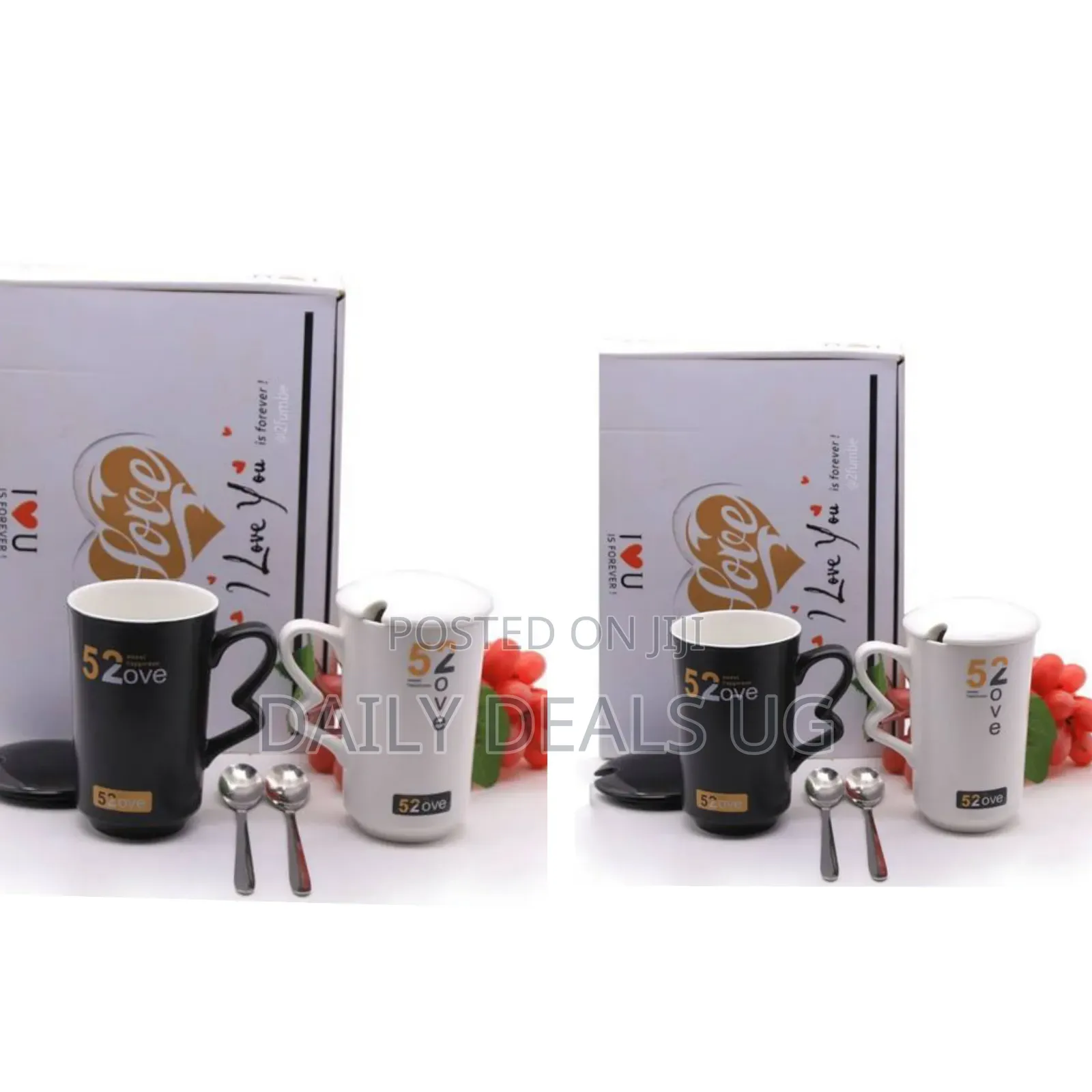 Breakfast Tea Cups Gift Set, 2pcs - White, Black