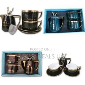 Breakfast Tea Pot 2 Cup Saucers Gift Set, 2 PCS -Multi-Colours