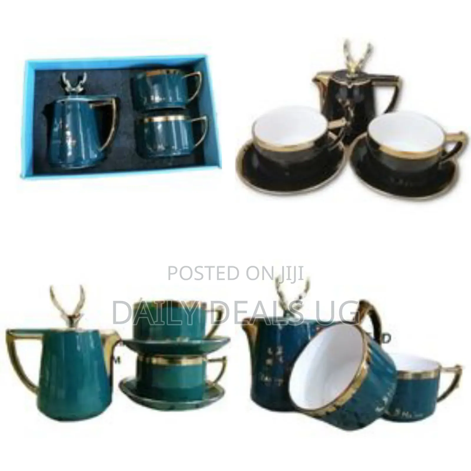 Breakfast Tea Pot 2 Cup Saucers Gift Set, 2 PCS -Multi-Colours