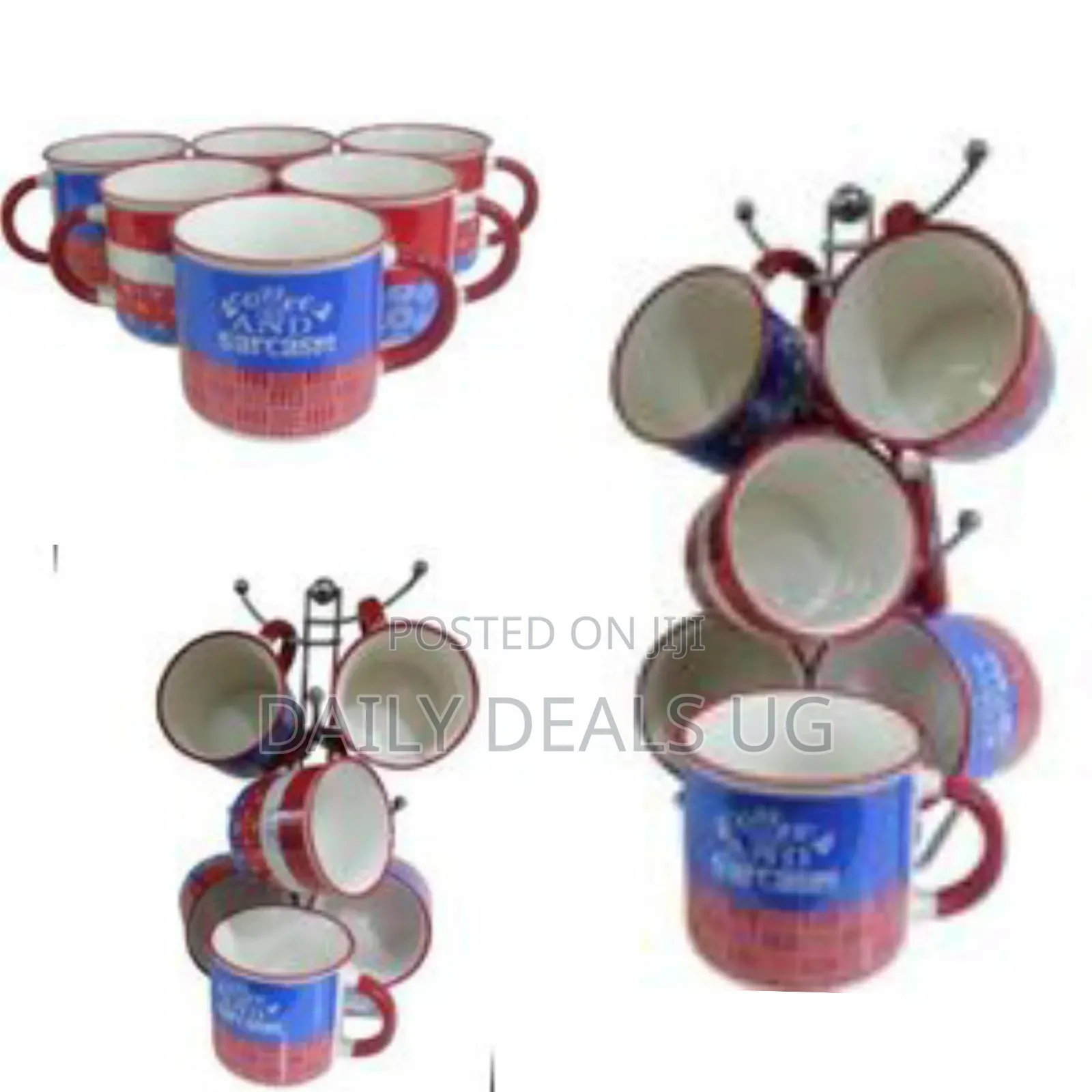 6 Piece Mugs for Coffee, Tea, Hot Chocolate Lover Printed Word Cups