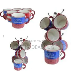 6 Piece Mugs for Coffee, Tea, Hot Chocolate Lover Printed Word Cups