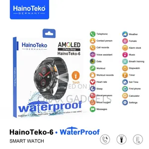 Hainoteko 6 Waterproof Smart Watch With Amoled Display 3 Pair Strap
