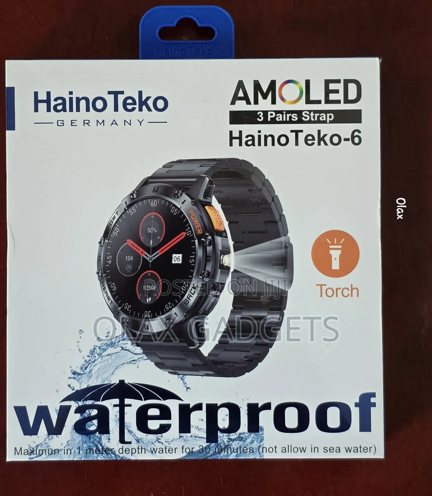 Hainoteko 6 Waterproof Smart Watch With Amoled Display 3 Pair Strap
