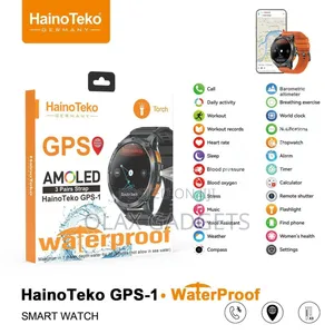 Hainoteko Gps1 Waterproof Smartwatch With GPS Amoled Inbuit Torch