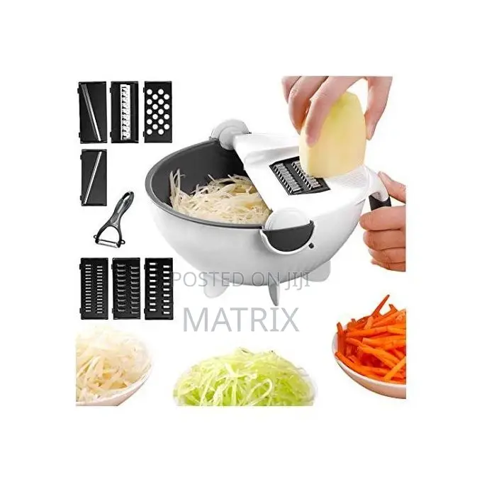 9 in 1 Multi Functional Wet Basket Chopper, Grater and Slicer-White